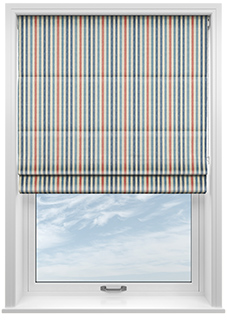 Emily Bond Cornish Stripe, Blue Multi - Roman Blind